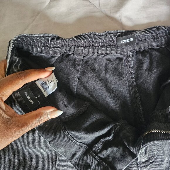 Super High Waisted Black Tailored Jean Shorts-size medium - Picture 3 of 3